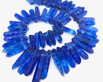 Crystal Quartz Points Beads, Bulk Crystal Points, Drilled Crystals, Quartz Crystal Stick Beads, Crystal Point Beads