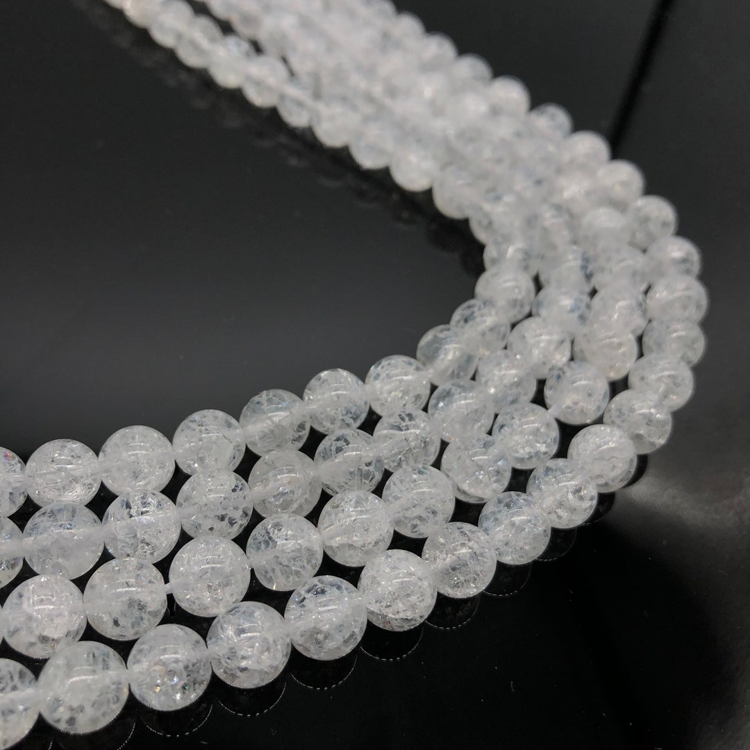 Quality AAA Natural Crackle Quartz Beads, Round Smooth Clear Quartz