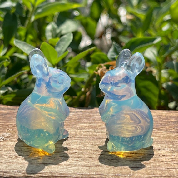 1.5 Amazing Opalite Rabbit Crystal Rabbit Statue Crystal Etsy