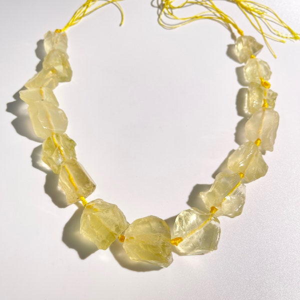 Raw Citrine Stone Beads, Lemon Citrine Nugget Beads, Raw Crystal Chunky Beads, for Jewelry DIY, Healing Stone