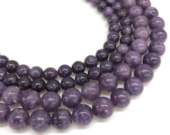 AAA Lepidolite Bead Strand: 6mm, 8mm, 10mm Purple Gemstone Beads