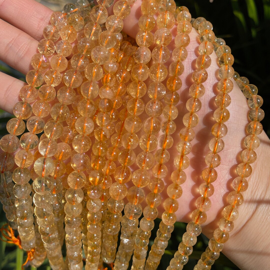 Genuine Citrine Beads, Real Crystal Beads, No Heated Citrine Beads, 6mm