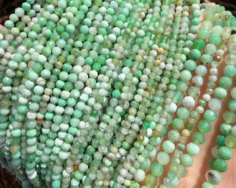 Natural Tiny Faceted Australian Chrysoprase Beads for Jewelry Making, 2mm, 3mm 4mm