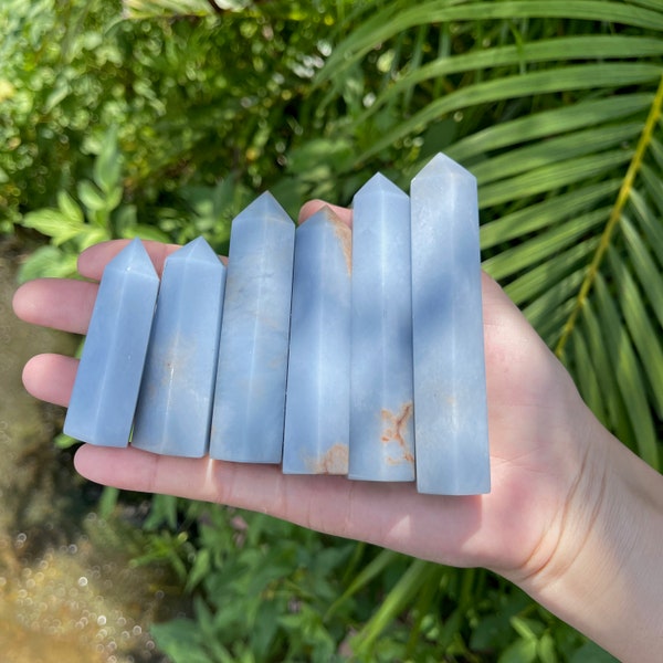 Natural Angelite Tower, Blue Angelite Obelisk, Crystal Tower, Gemstone Tower, Crystal Point, Healing Crystal, 2-4 Inches