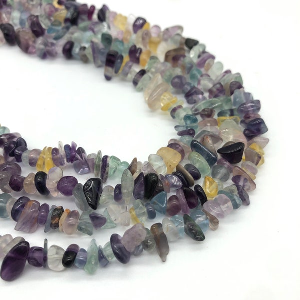 Natural Rainbow Fluorite Chip Beads, High Quality Fluorite Chips Drilled, Crystal Artwork Supplies, Healing Crystals