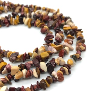 32&#39;&#39; Mookaite Jasper Chip Beads: Natural Gemstone Strand