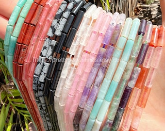 Natural Crystal Tube Beads, Cylindrical Gemstone for Jewelry Making, 4x13mm