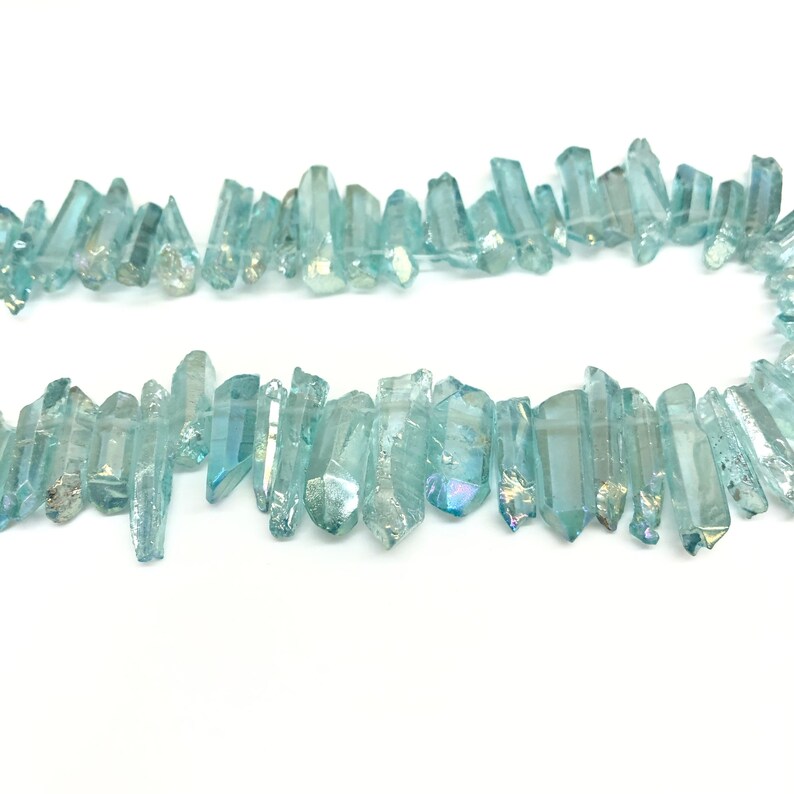 15.5 Inch Natural Crystal Quartz Point Beads Aura Crystal Etsy