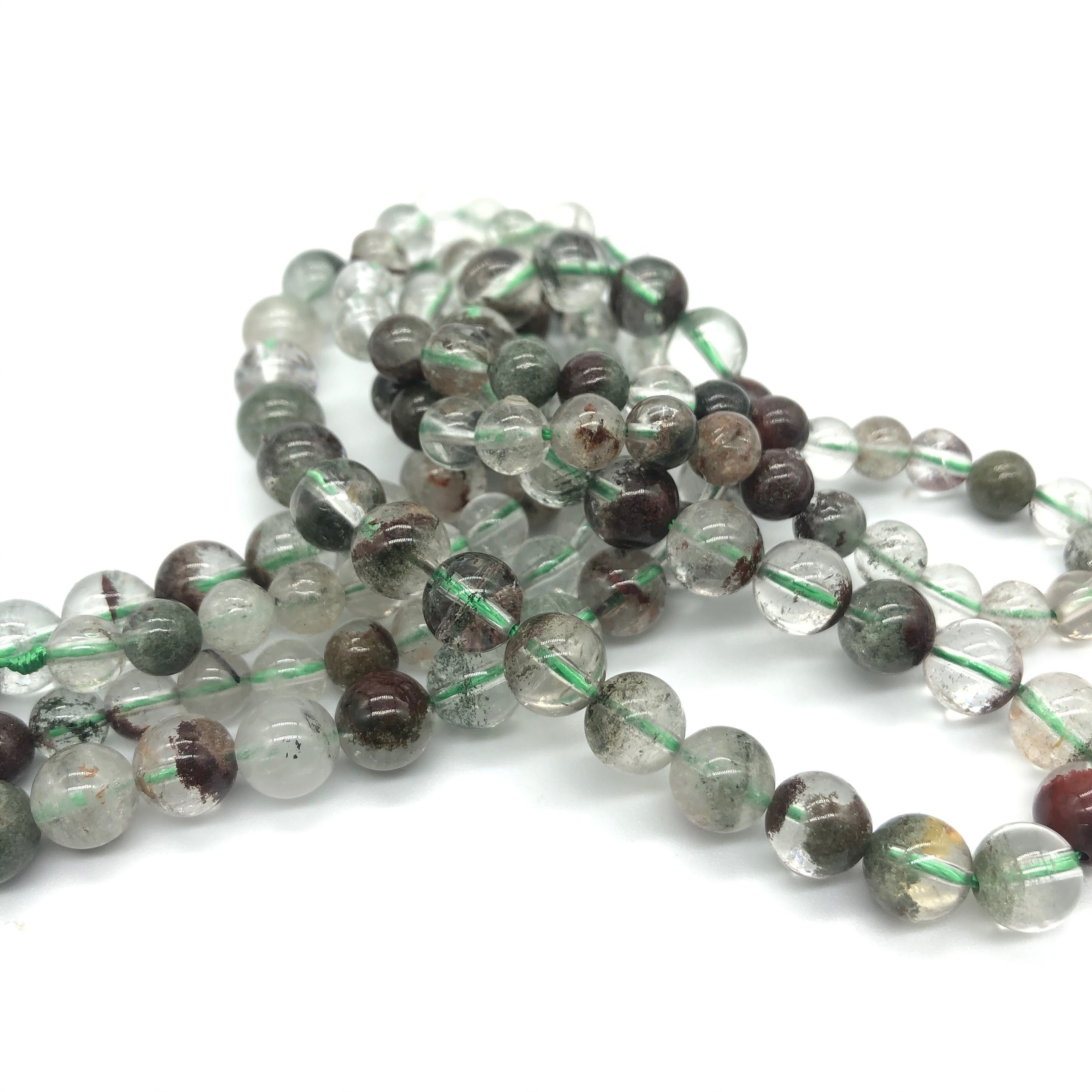 Natural Lodolite Quartz Beads Green Phantom Quartz Beads Etsy