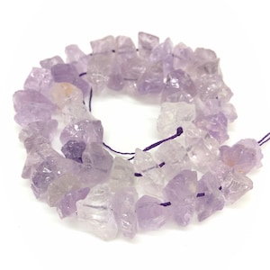 Natural Amethyst Nugget Beads: Raw Purple Crystal, 15&#39;&#39; Strand