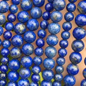 Cuentas de lapislázuli, cuentas redondas de lapislázuli azul, cuentas al por mayor, cuentas de pulsera, para la fabricación de joyas, 6 mm, 8 mm, 10 mm, 12 mm