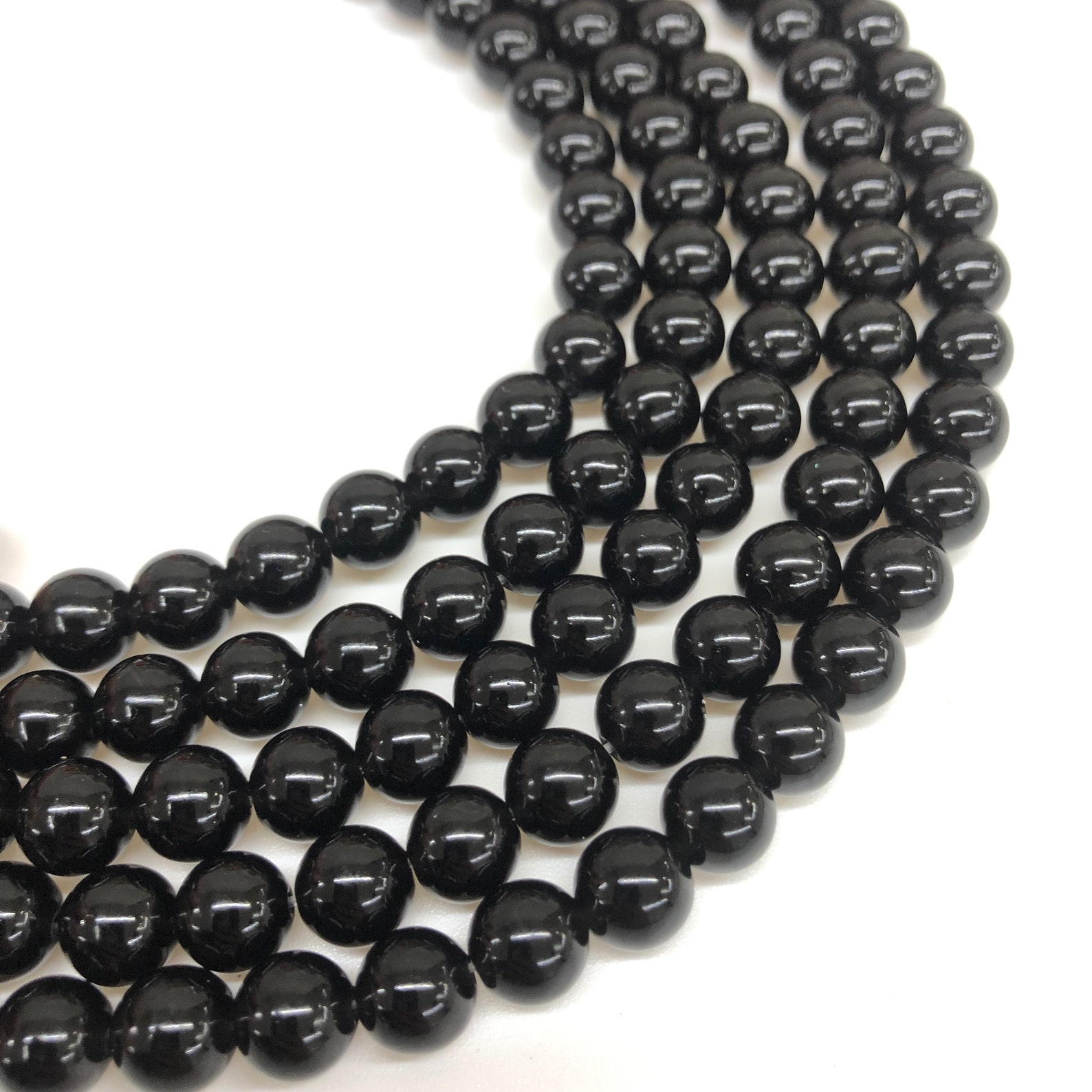Natural Black Obsidian Beads Round Smooth Beads Genuine Etsy