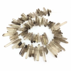 Natural Smoky Quartz Points Beads, Obelisk Crystal Points Beads, Crystal Crown Beads, Crystal Necklace Craft, Top Drilled