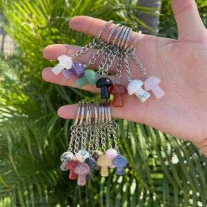 21 Kinds of Gemstone Mushroom Keychain, Crystal Mushroom Keychain, Gemstone Keychain, Healing Crystal, Gifting