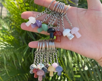 21 Kinds of Gemstone Mushroom Keychain, Crystal Mushroom Keychain, Gemstone Keychain, Healing Crystal, Gifting