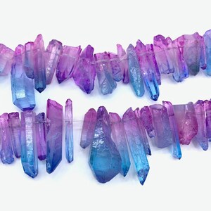 AB Color Crystal Quartz Points Beads: Aura Gemstone Crown Beads