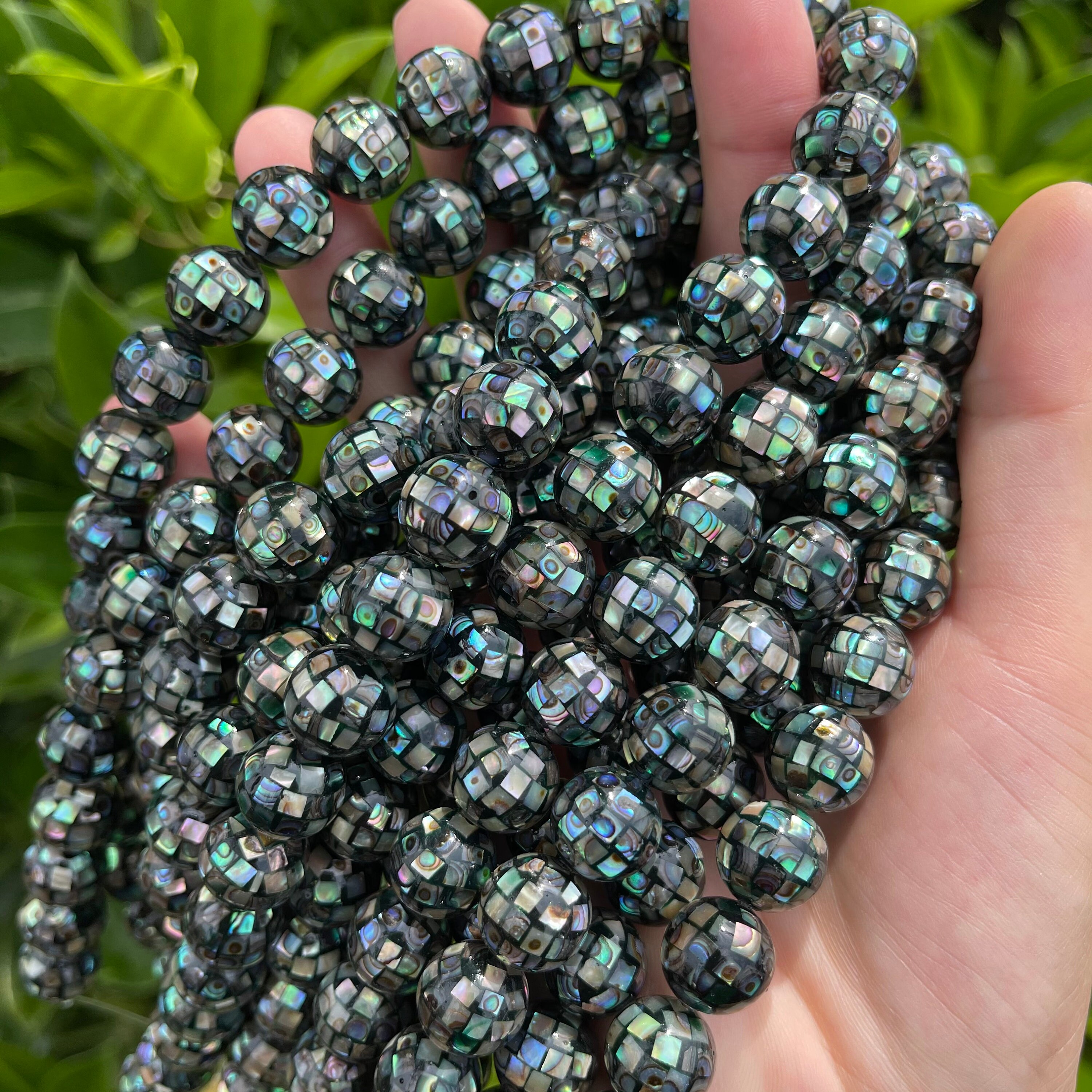 Abalone Shell Mosaic Beads: Round Paua Shell Ball, 10mm 12mm (10PCS) - Etsy