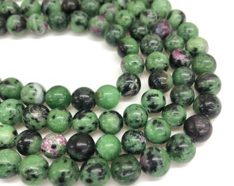 Cuentas de zoisita rubí natural: tira de 15 pulgadas para hacer joyas