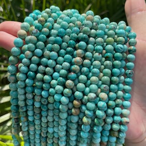 Natural Turquoise Beads: Peruvian Blue Gemstone Crystal DIY Beads (6mm, 8mm, 10mm)