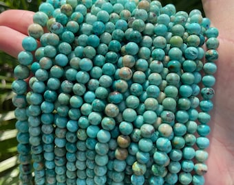 Natural Blue Turquoise Beads: Peruvian Gemstone Crystal DIY Beads (6mm, 8mm, 10mm)