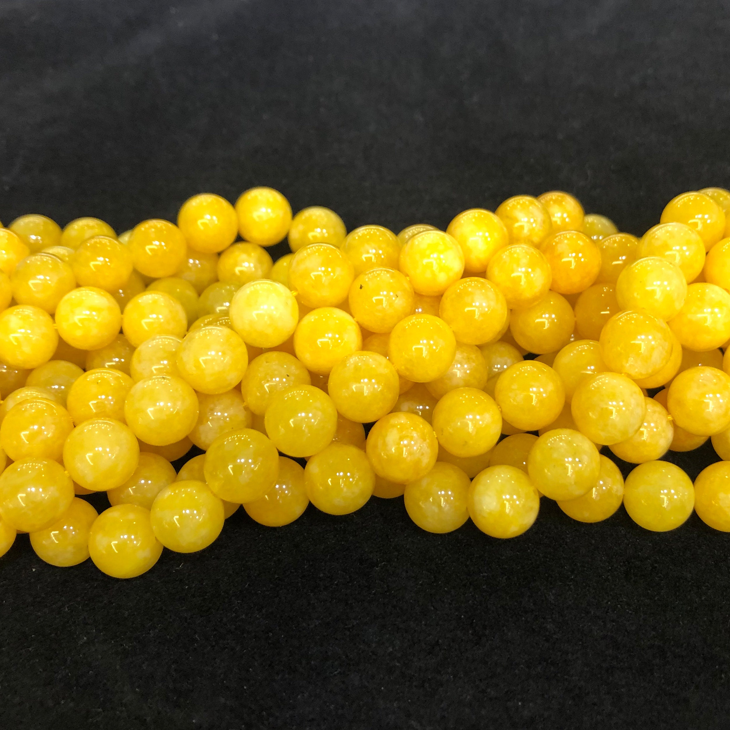 Yellow Jade Dyed Beads Chalcedony Beads Round Smooth Loose Etsy
