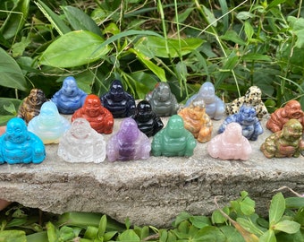 20 Kinds Crystal Buddhas, Mini Carved Buddha, Gemstone Buddha Statue, Meditation Stone,  Healing Buddha ( You Pick)