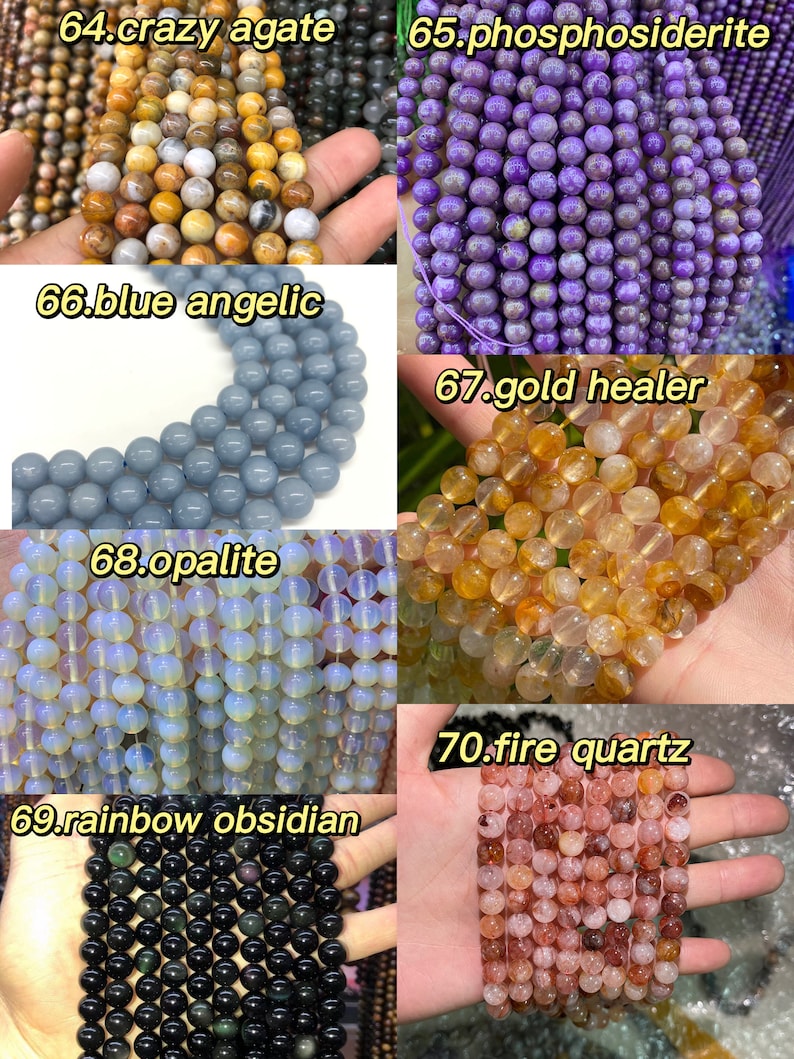 High Quality Gemstone Beads Wholesale, Round Smooth Beads, Real Crystal Beads, Bracelet Beads, 6mm, 8mm, 10mm, Citrine, Malachite zdjęcie 9