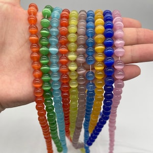 10 Colors Cat&#39;s Eye Beads, Smooth Round Cat‘s Eye Stone Beads, Loose Beads, 4mm, 6mm, 8mm, 10mm, 12mm, 15.5 Inches