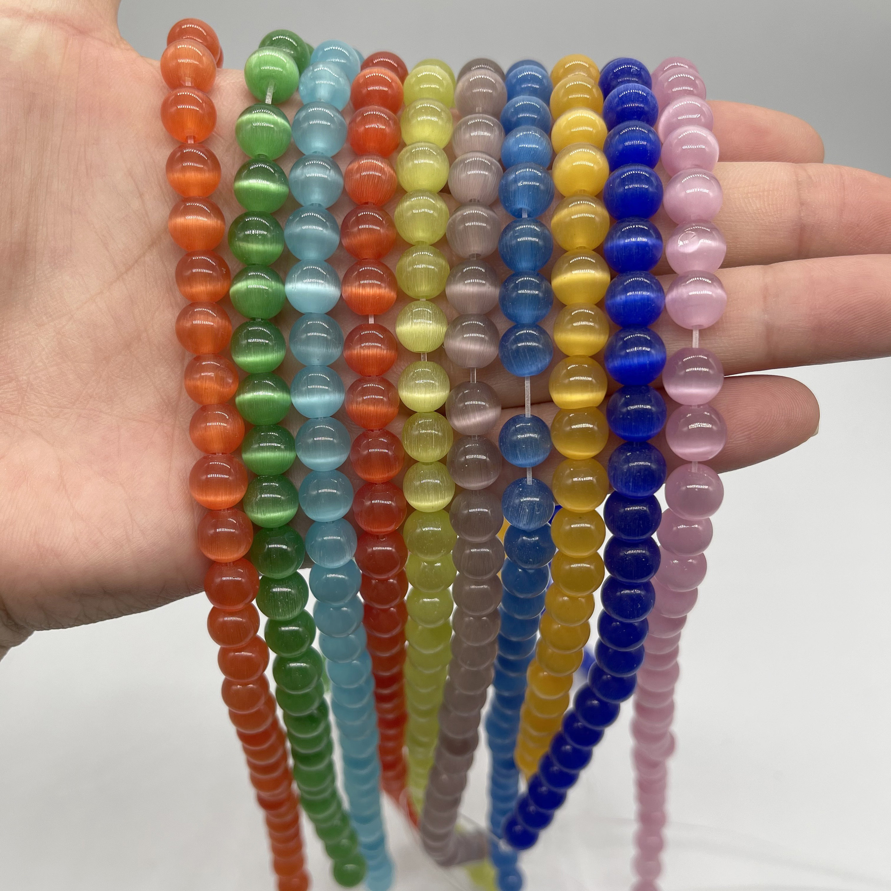Bracelet spirituel, perles Oeil de Chat roses, bijou chakra