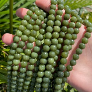 Genuine Canadian Jade Beads: 8mm Round Gemstone Beads for Jewelry