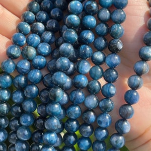 AAA Blue Kyanite Crystal Beads: Round Gemstone Beads (6mm, 8mm, 10mm)