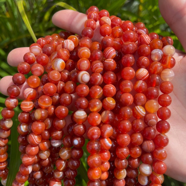 Perles naturelles de Sardonyx, Perles rondes lisses, Perles de pierres semi-précieuses, Perles de bracelet, Perles de bijoux, en gros, 6mm-12mm