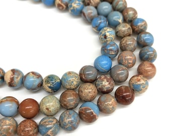 Natural Sea Sediment Stone Beads, Imperial Jasper Beads, 4mm, 6mm