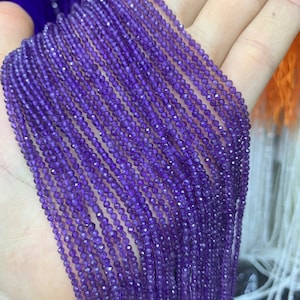 AAAA Micro Faceted Amethyst Beads: 2mm 3mm 4mm Gemstone Strand
