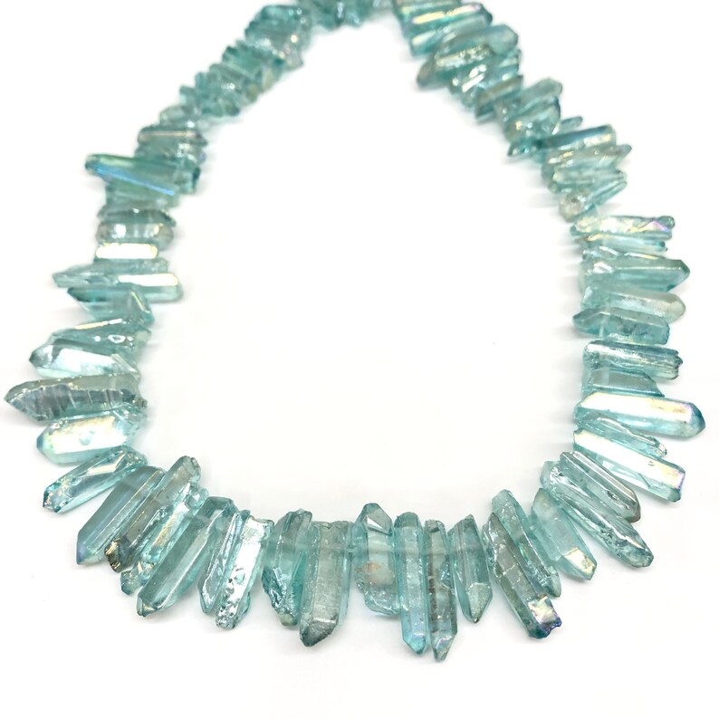 15.5 Inch Natural Crystal Quartz Point Beads Aura Crystal Etsy