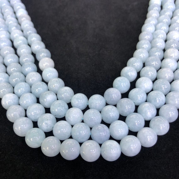 Pietra Preziosa Rotonda Giadeite Blu Naturale 4/6/8/10 Mm Perline - Foto 5