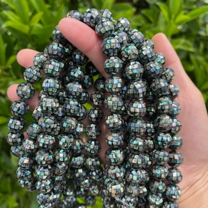 Abalone Shell Mosaic Beads: Round Paua Shell Ball, 10mm 12mm (10PCS)