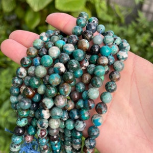 Natural Chrysocolla Round Beads: Genuine Gemstone Jewelry Making