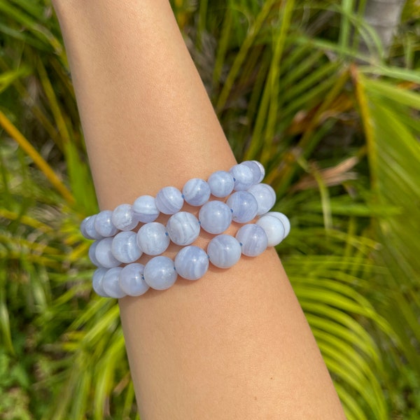 Genuine Blue Lace Agate Bracelet, Stretchy Crystal Bracelet, Handmade Bracelet, Wholesale Bracelet, 6mm, 8mm, 10mm