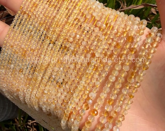 Natural Citrine Beads Tiny Faceted, 2mm 3mm 4mm Loose Gemstones
