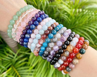 Handmade Crystal Beaded Bracelet: Healing Stones, Positive Energy, Spiritual Gift, Yoga Jewelry, Boho Chic