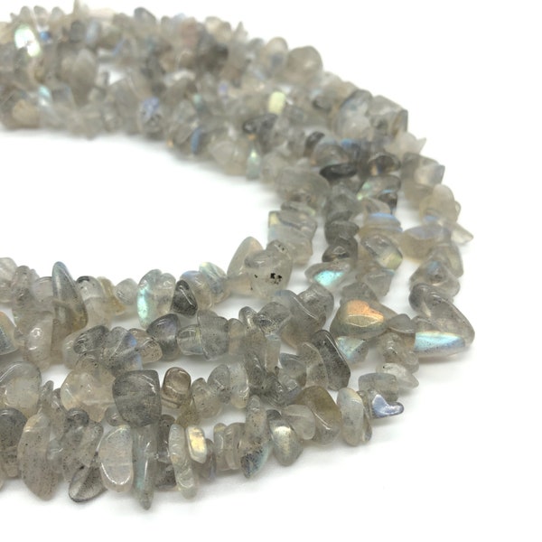 Natural Rainbow Labradorite Chip Beads, Crystal Chip Beads, Drilled Chips Strand, Loose Beads, for Crystal Tree Making