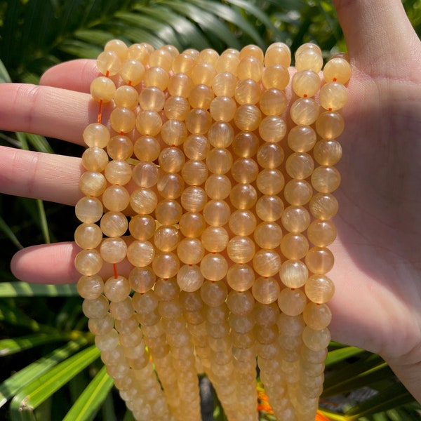 Genuine Honey Yellow Calcite Beads Round, High Quality Honey Calcite Beads, Rare Gemstone Beads, DIY Beads Wholesale