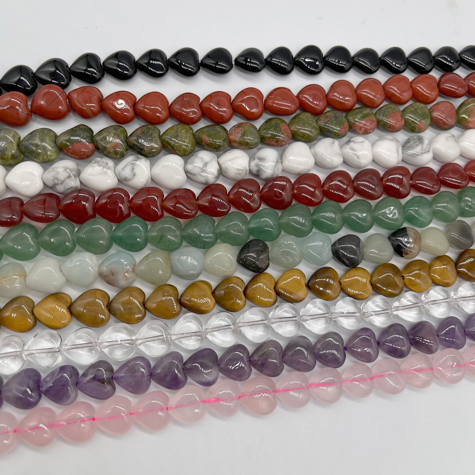 11 Choices Gemstone Heart Shape Beads 10mm Crystal Heart Etsy