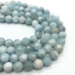 Faceted Aquamarine Beads: Natural AAA Crystal for Jewelry Making