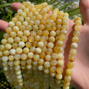 AAA Yellow Opal Beads: Round Gemstone Beads for Jewelry Making