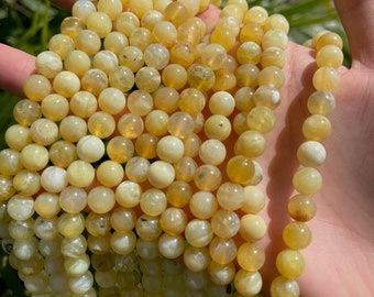 AAA Yellow Opal Beads: Round Gemstone Beads for Jewelry Making