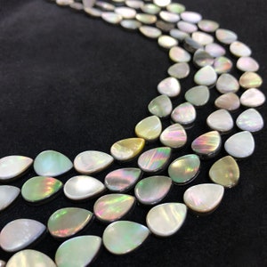 Drop Shape Mother of Pearl Beads: Smooth Black Shell (10x14mm 13x18mm)