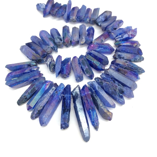 Crystal Points Bulk, Aura Quartz Points Beads, Crystal Crown Beads, Bulk Crystals Point, Crystal Point Beads, Top Drilled