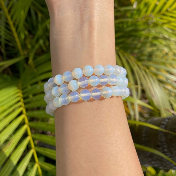 Bluish Gemstone Opalite Bead Bracelet For Manifest And Mood Swing at Rs 140  in Khambhat